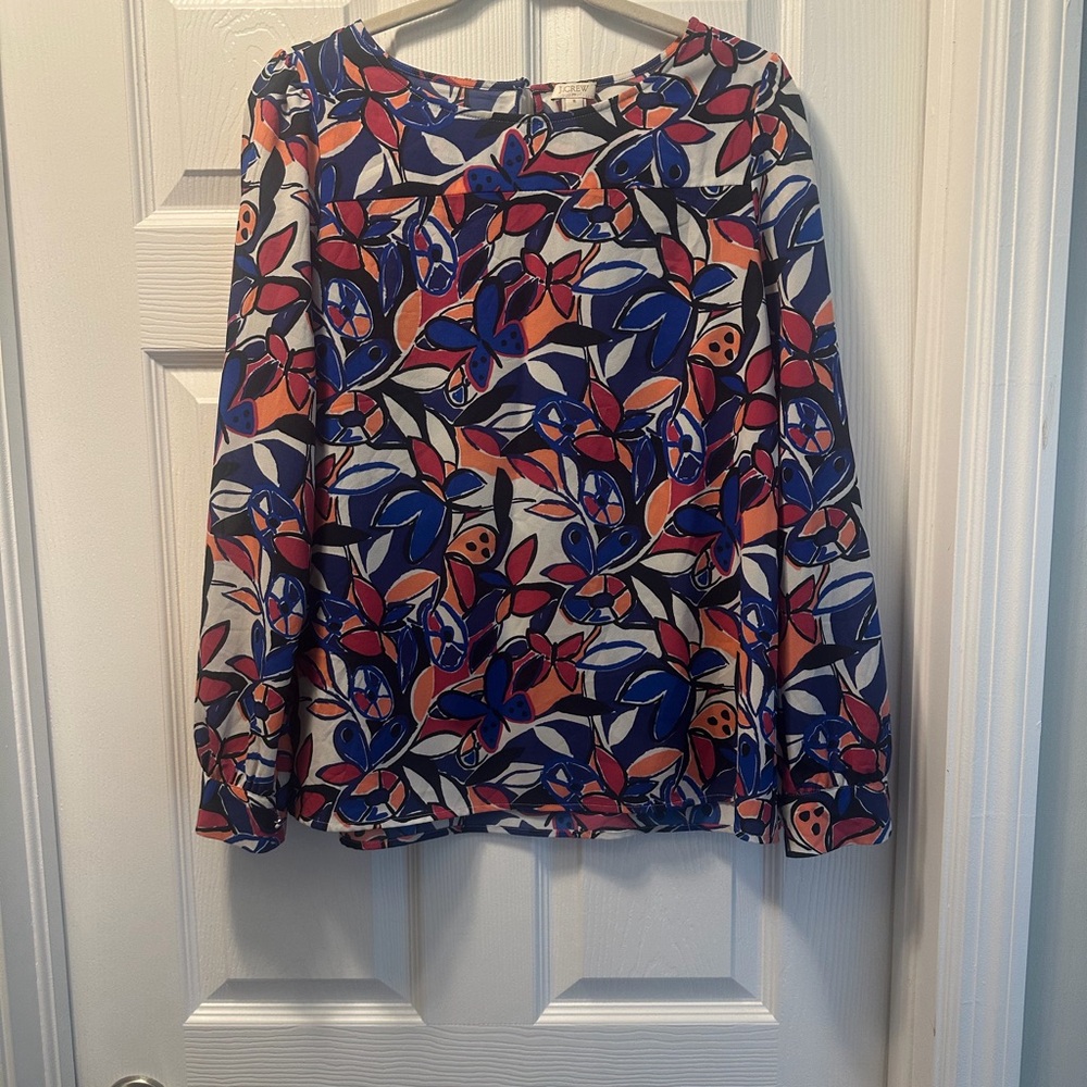 J. Crew Multicolor Floral Blouse